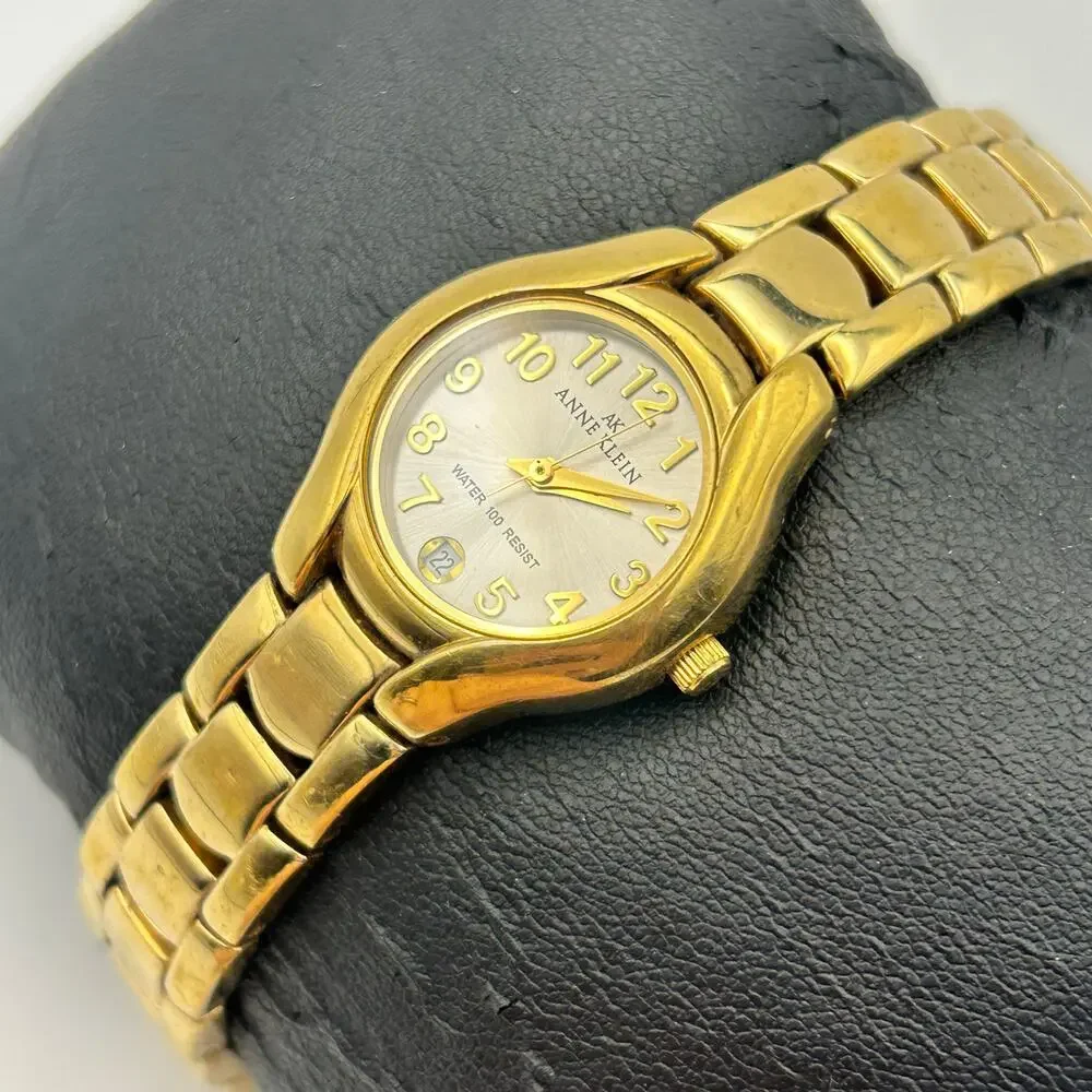 Anne Klein Gold Tone Stainless Steel Women’s Watch Working New Battery - Picture 2 of 7